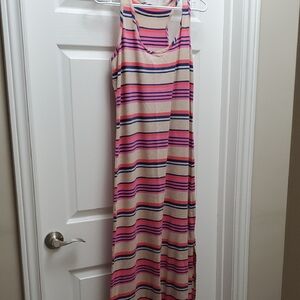 Mossimo Supply Co. Pink and Blue Striped Maxi Dress